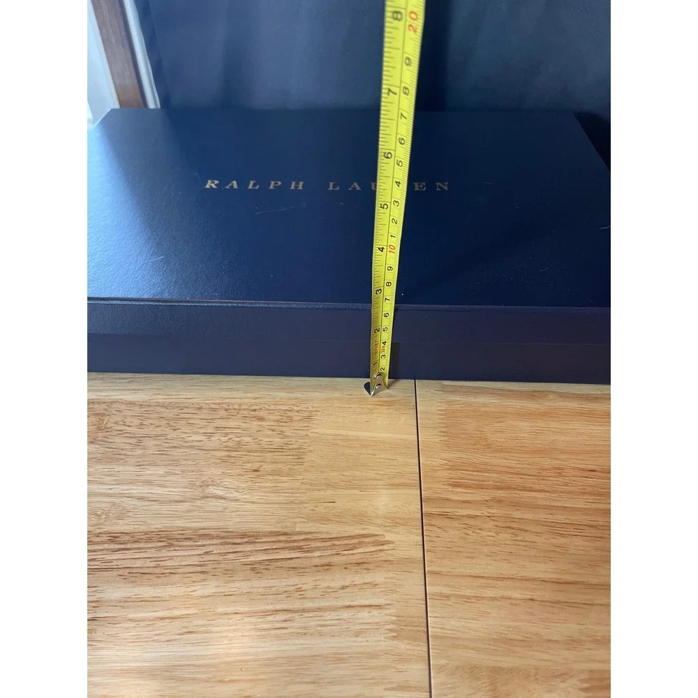 Ralph Lauren Navy Blue Gold Logo Large Gift Storage Box 17x11.5x2.5 Tissue Paper